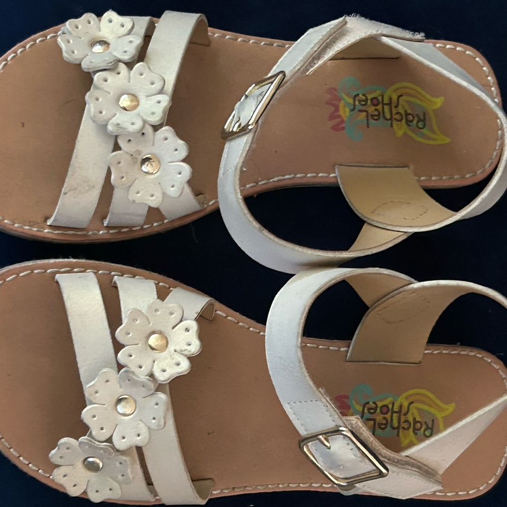 Rachel Shoes White Sandals with Floral Design